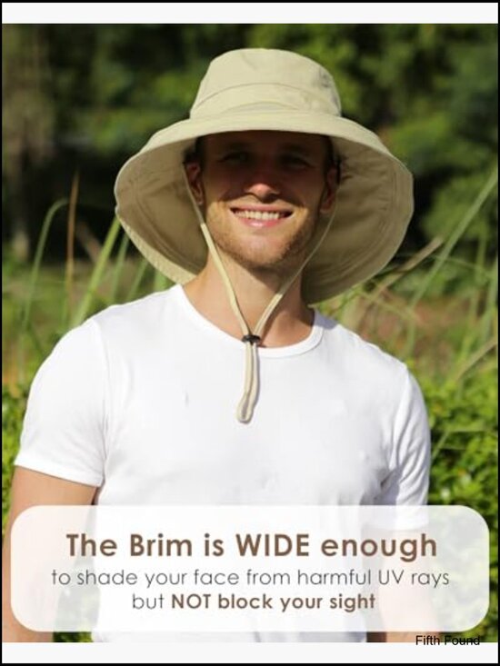 Wide Brim Sun Hat with Ponytail Hole, Foldable, Cotton, Adjustable main image 5